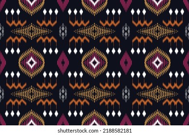 Ikat Aztec tribal art seamless background. Uzbek ikat pattern-traditional silk fabric in Uzbekistan. Folk embroidery, Indian, Scandinavian, Gypsy, Mexican, African rug, wallpaper.