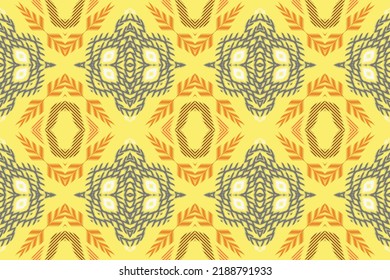 Ikat Aztec tribal art seamless background. based on ikkat silk fabric style. Vector illustration. Folk embroidery, Indian, Scandinavian, Gypsy, Mexican, African rug, wallpaper.