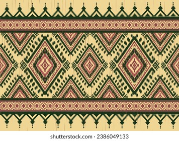 Ikat aztec patrón tribal bello arte fondo marrón claro origen étnico abstracto bordado folclórico formas geométricas fondo de papel tapiz vectorial diseño decorativo clásico