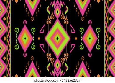 Ikat Batik Geometric ethnic seamless pattern for background,fabric,wrapping,clothing,wallpaper,Batik,carpet,embroidery style pattern