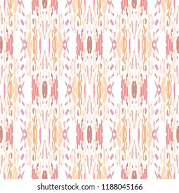 Ikat batik print in modern style, shibori fabric design. Tribal ethnic seamless pattern. Vintage endless repeat ornament. Traditional folk ikat texture. Vector watercolor geometric background.