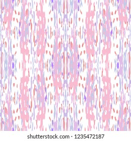 Ikat batik print modern style, shibori fabric design. Tribal embroidery ethnic seamless pattern. Vintage endless repeat ornament. Traditional folk ikat surface. Vector watercolor geometric background.