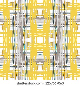 Ikat batik print modern style, shibori fabric design. Tribal embroidery ethnic seamless pattern. Vintage endless repeat ornament. Traditional folk ikat texture. Vector watercolor geometric background.