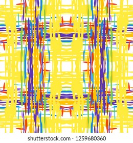 Ikat batik print modern style, shibori fabric design. Tribal embroidery ethnic seamless pattern. Vintage endless repeat ornament. Traditional folk ikat surface. Vector watercolor geometric background.