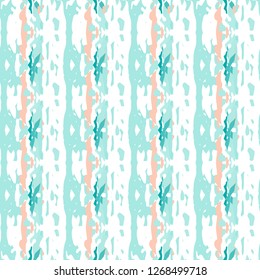 Ikat batik print modern style, shibori fabric design. Tribal embroidery ethnic seamless pattern. Vintage endless repeat ornament. Traditional folk ikat surface. Vector watercolor geometric background.