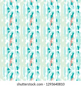 Ikat batik print modern style, shibori fabric design. Tribal embroidery ethnic seamless pattern. Vintage endless repeat ornament. Traditional folk ikat surface. Vector watercolor geometric background.