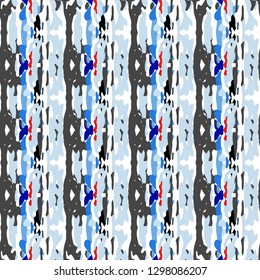 Ikat batik print modern style, shibori fabric design. Tribal embroidery ethnic seamless pattern. Vintage endless repeat ornament. Traditional folk ikat texture. Vector watercolor geometric background.