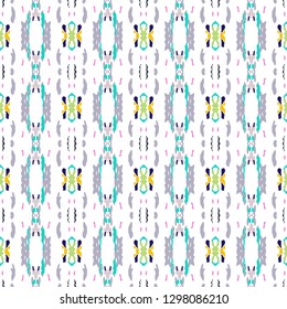 Ikat batik print modern style, shibori fabric design. Tribal embroidery ethnic seamless pattern. Vintage endless repeat ornament. Traditional folk ikat texture. Vector watercolor geometric background.