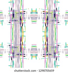 Ikat batik print modern style, shibori fabric design. Tribal embroidery ethnic seamless pattern. Vintage endless repeat ornament. Traditional folk ikat texture. Vector watercolor geometric background.