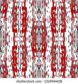 Ikat batik print modern style, shibori fabric design. Tribal embroidery ethnic seamless pattern. Vintage endless repeat ornament. Traditional folk ikat texture. Vector watercolor geometric background.