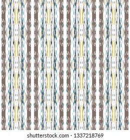 Ikat batik print modern style, shibori fabric design. Tribal embroidery ethnic seamless pattern. Vintage endless repeat ornament. Traditional folk ikat texture. Vector watercolor geometric background.