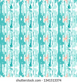 Ikat batik print modern style, shibori fabric design. Tribal embroidery ethnic seamless pattern. Vintage endless repeat ornament. Traditional folk ikat surface. Vector watercolor geometric background.