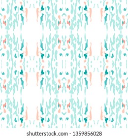 Ikat batik print modern style, shibori fabric design. Tribal embroidery ethnic seamless pattern. Vintage endless repeat ornament. Traditional folk ikat surface. Vector watercolor geometric background.