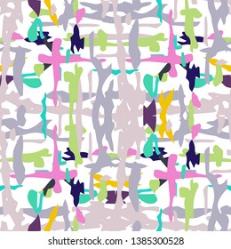 Ikat batik print modern style, shibori fabric design. Tribal embroidery ethnic seamless pattern. Vintage endless repeat ornament. Traditional folk ikat texture. Vector watercolor geometric background.