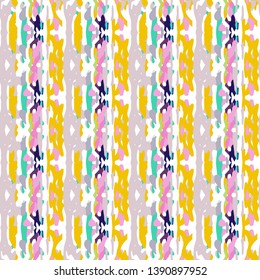 Ikat batik print modern style, shibori fabric design. Tribal embroidery ethnic seamless pattern. Vintage endless repeat ornament. Traditional folk ikat texture. Vector watercolor geometric background.