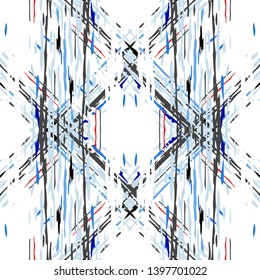 Ikat batik print modern style, shibori fabric design. Tribal embroidery ethnic seamless pattern. Vintage endless repeat ornament. Traditional folk ikat texture. Vector watercolor geometric background