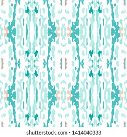 Ikat batik print modern style, shibori fabric design. Tribal embroidery ethnic seamless pattern. Vintage endless repeat ornament. Traditional folk ikat surface. Vector watercolor geometric background.