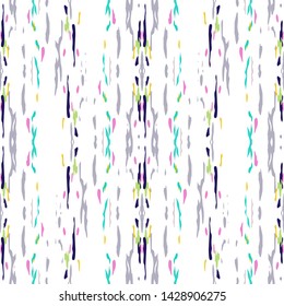 Ikat batik print modern style, shibori fabric design. Tribal embroidery ethnic seamless pattern. Vintage endless repeat ornament. Traditional folk ikat texture. Vector watercolor geometric background.