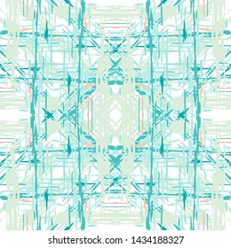 Ikat batik print modern style, shibori fabric design. Tribal embroidery ethnic seamless pattern. Vintage endless repeat ornament. Traditional folk ikat surface. Vector watercolor geometric background.