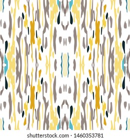 Ikat batik print modern style, shibori fabric design. Tribal embroidery ethnic seamless pattern. Vintage endless repeat ornament. Traditional folk ikat texture. Vector watercolor geometric background.