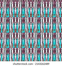 Ikat batik imprimen estilo moderno, diseño de tela shibori. El bordado tribal es un patrón sin fisuras. Ornamento repetitivo inagotable. Textura tradicional de ikat folk. Fondo geométrico de la acuarela vectorial.