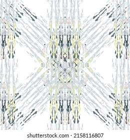 Ikat batik imprimen estilo moderno, diseño de tela shibori. El bordado tribal es un patrón sin fisuras. Ornamento repetitivo inagotable. Textura tradicional de ikat folk. Fondo geométrico de la acuarela vectorial.
