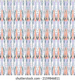 Ikat batik print modern style, shibori fabric design. Tribal embroidery ethnic seamless pattern. Vintage endless repeat ornament. Traditional folk ikat texture. Vector watercolor geometric background.