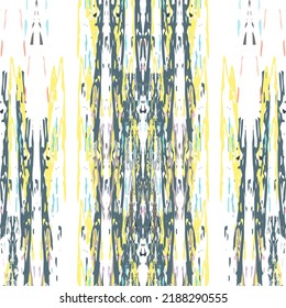 Ikat batik imprimen estilo moderno, diseño de tela shibori. El bordado tribal es un patrón sin fisuras. Ornamento repetitivo inagotable. Textura tradicional de ikat folk. Fondo geométrico de la acuarela vectorial.