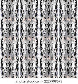 Ikat batik print modern style, shibori fabric design. Tribal embroidery ethnic seamless pattern. Vintage endless repeat ornament. Traditional folk ikat texture. Vector watercolor geometric background.