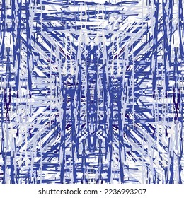 Ikat batik print modern style, shibori fabric design. Tribal embroidery ethnic seamless pattern. Vintage endless repeat ornament. Traditional folk ikat texture. Vector watercolor geometric background.
