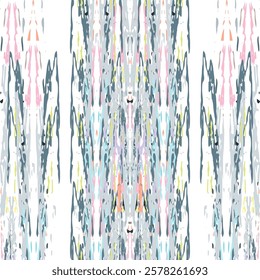 Ikat batik print modern style, shibori fabric design. Tribal embroidery ethnic seamless pattern. Vintage endless repeat ornament. Traditional folk ikat texture. Vector watercolor geometric background.