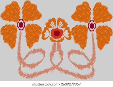 ikat beautiful pattern, floral embroidery, flower art. ethnic  fabric design , wallpaper, clothing.