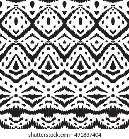 Ikat black-and-white seamless pattern isolated in the white background 