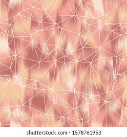 Ikat blob with triangle mesh Seamless Repeat Vector Pattern Swatch in blush pink makeup colors. Warm, soft, natural, feminine, attractive, blurry, fuzzy design.