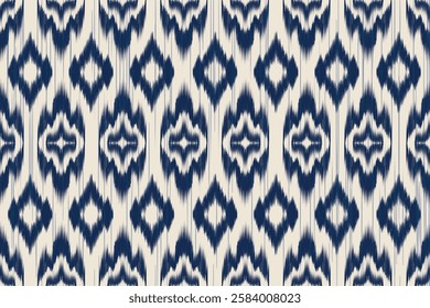 ikat blue Abstract Ethnic art. Seamless pattern in tribal, folk embroidery, and Mexican style. Aztec geometric art ornament print.Design for carpet, cover.wallpaper, wrapping, fabric, clothing