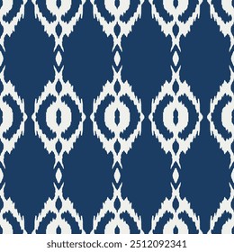 Ikat blue white tribal arrow fabric , Ethnicity botanical fashion colorful drawing beautiful textile ornamental ogee endless ornament seamless trendy endless pattern illustration stripe vector print 