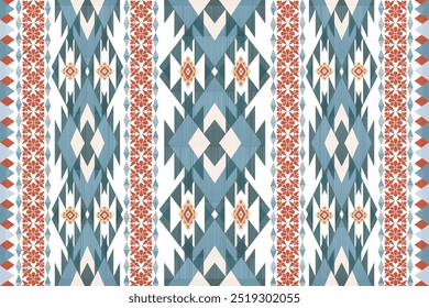 Ornamento geométrico de Ikat Boho. Navajo tribal vetor padrão sem emenda. Ornamento nativo americano. Estilo de decoração étnica do sudoeste. Padrão sem emenda do vetor. Cobertor mexicano, tapete. Tapete tecido