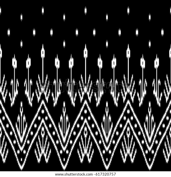 Ikat border design ,black and white, Vector illustration