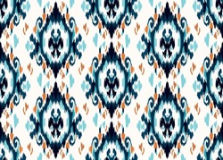 Ikat border geometric ethnic oriental pattern traditional on black background.folklore tribal vector illustration.Aztec style beautiful embroidery.ancient art of arabesque,kente cloth,interior,carpet.