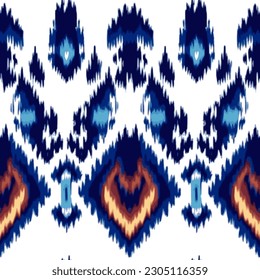 Ikat border geometric ethnic oriental pattern traditional on black background.folklore tribal vector illustration.Aztec style beautiful embroidery.ancient art of arabesque,kente cloth,interior,carpet.