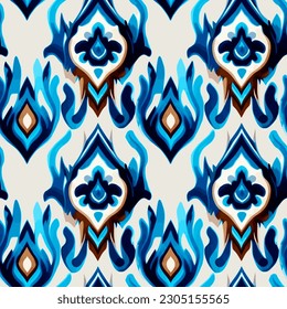 Ikat border geometric ethnic oriental pattern traditional on black background.folklore tribal vector illustration.Aztec style beautiful embroidery.ancient art of arabesque,kente cloth,interior,carpet.