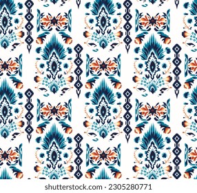 Ikat border geometric ethnic oriental pattern traditional on black background.folklore tribal vector illustration.Aztec style beautiful embroidery.ancient art of arabesque,kente cloth,interior,carpet.