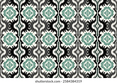 Ikat border geometric ethnic oriental pattern traditional background.folklore tribal vector illustration.Aztec style beautiful embroidery.ancient art of arabesque, kente cloth, interior, carpet