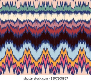 Ikat border. Geometric folk ornament. Tribal vector texture. Seamless striped pattern in Aztec style. Ethnic embroidery. Indian, Scandinavian, Gypsy, Mexican, African rug.