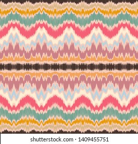Ikat border. Geometric folk ornament. Tribal vector texture. Seamless striped pattern in Aztec style. Ethnic embroidery. Indian, Scandinavian, Gypsy, Mexican, African rug. 