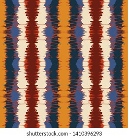 Ikat border. Geometric folk ornament. Tribal vector texture. Seamless striped pattern in Aztec style. Ethnic embroidery. Indian, Scandinavian, Gypsy, Mexican, African rug.