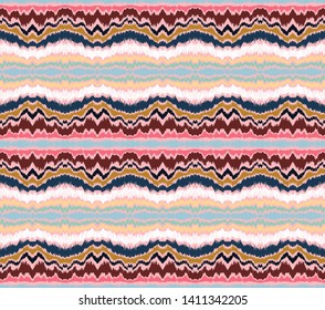 Ikat border. Geometric folk ornament. Tribal vector texture. Seamless striped pattern in Aztec style. Ethnic embroidery. Indian, Scandinavian, Gypsy, Mexican, African rug.