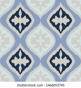 Ikat border. Geometric folk ornament. Tribal vector texture. Seamless striped pattern in Aztec style. Ethnic embroidery. Indian, Scandinavian, Gypsy, Mexican, African rug.
