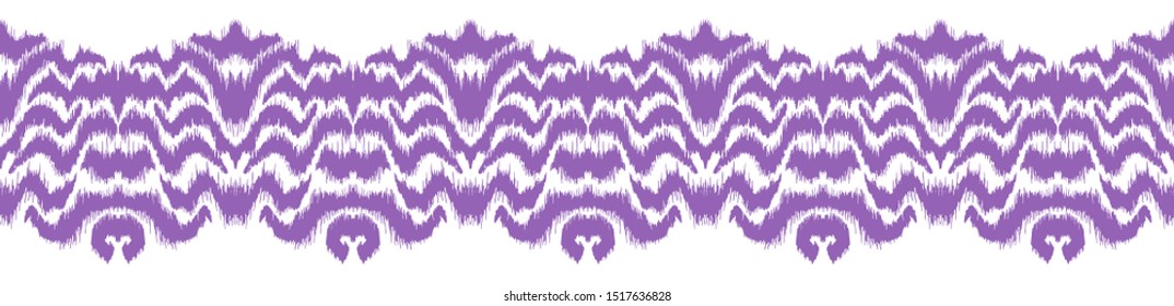 Ikat border. Geometric folk ornament. Tribal vector texture. Seamless striped pattern in Aztec style. Ethnic embroidery. Indian, Scandinavian, Gypsy, Mexican, African rug.