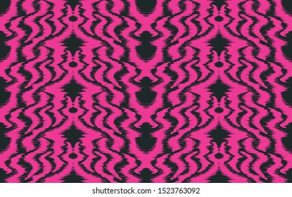 Ikat border. Geometric folk ornament. Tribal vector texture. Seamless striped pattern in Aztec style. Ethnic embroidery. Indian, Scandinavian, Gypsy, Mexican, African rug.
